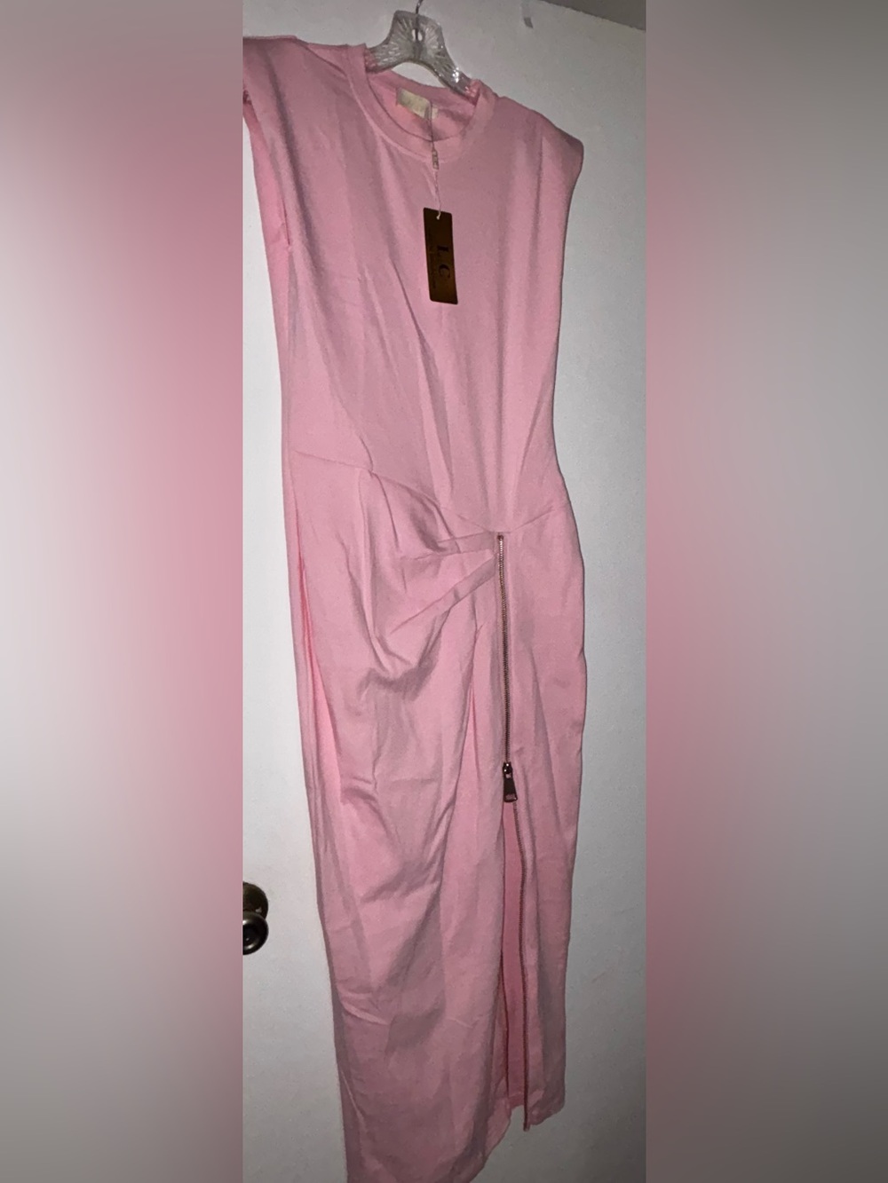 Pink Midi Dress with Front Zipper - Picture 1 of 1